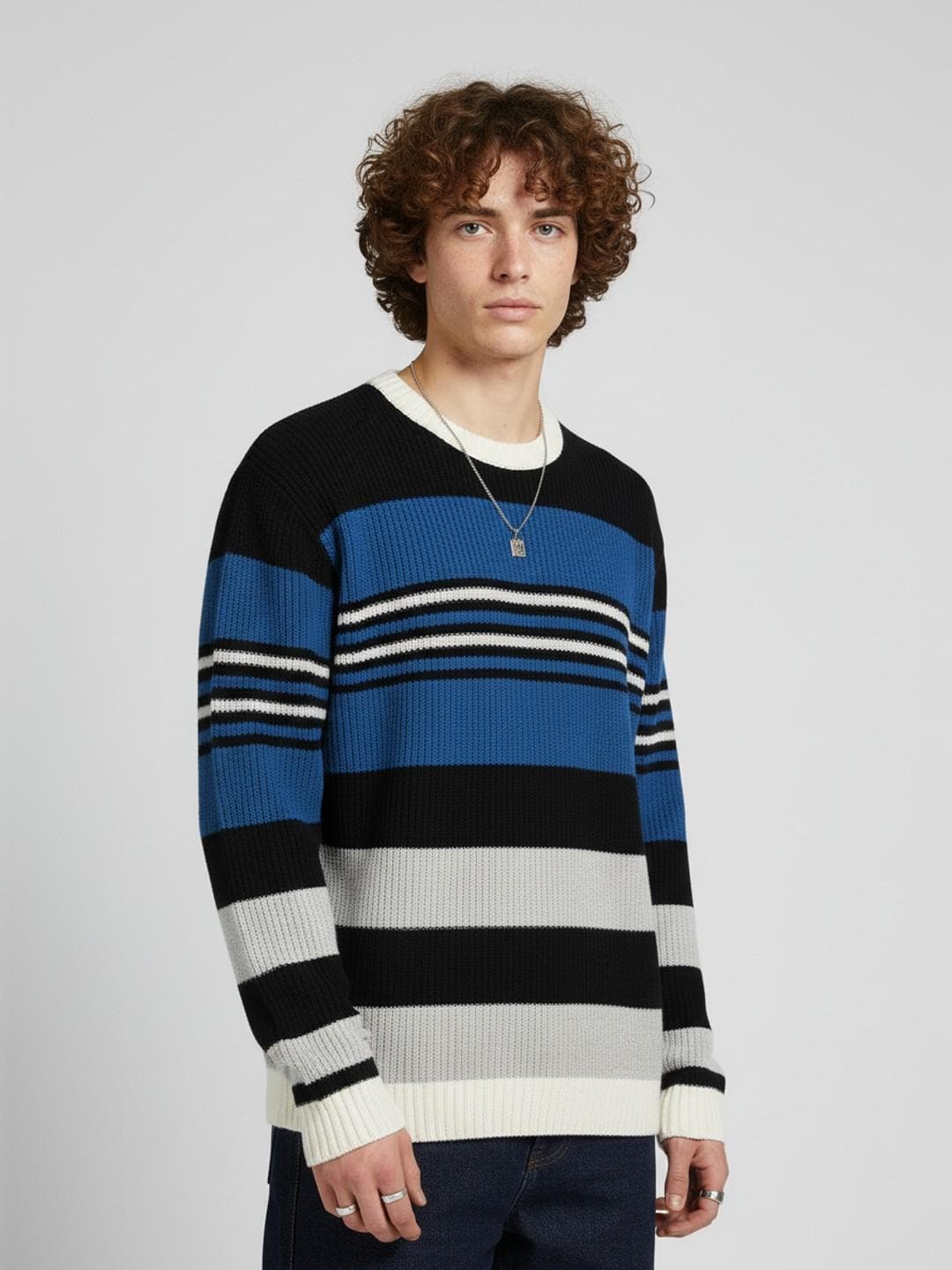 glitchez Multi-Striped Relaxed Pullover