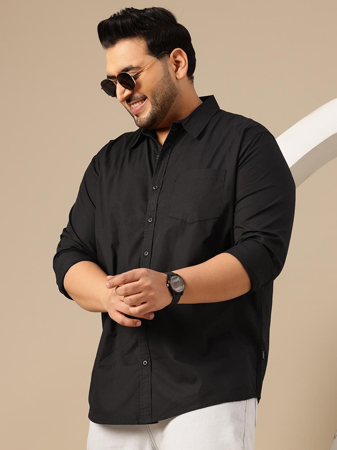 Sztori Plus Size Spread Collar Pure Cotton Shirt