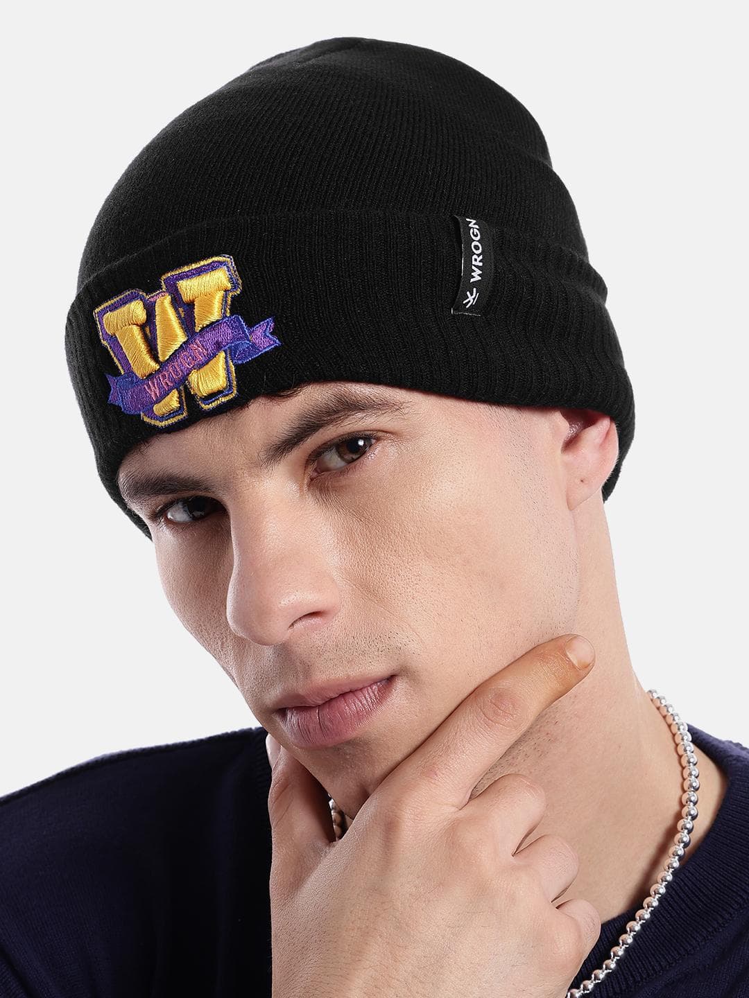 Buy WROGN Unisex Brand Logo Embroidered Acrylic Beanie - - Accessories for Unisex