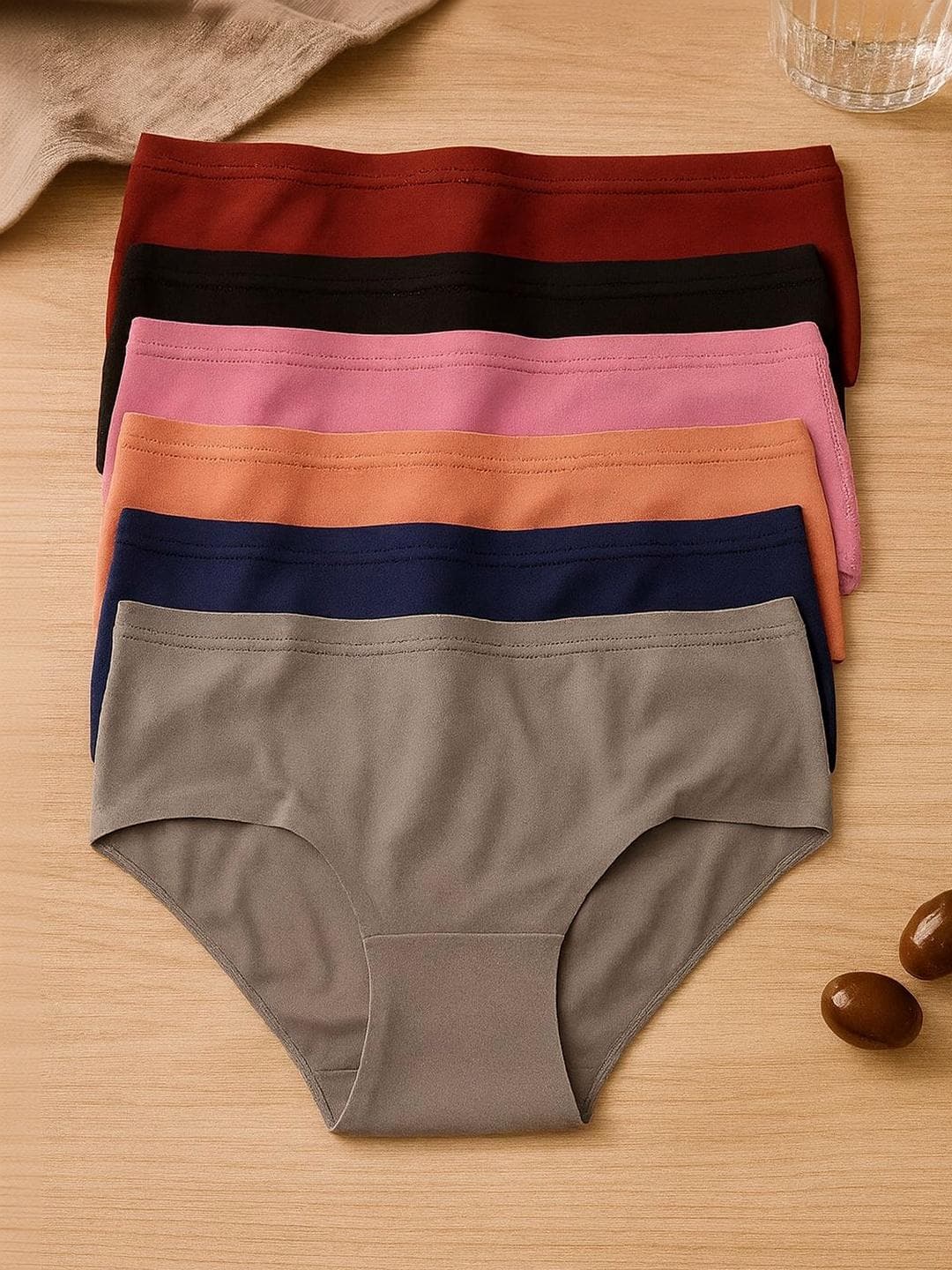 FiveFlag Women Pack Of 6 Combed Cotton Mid-Rise Hipster Briefs