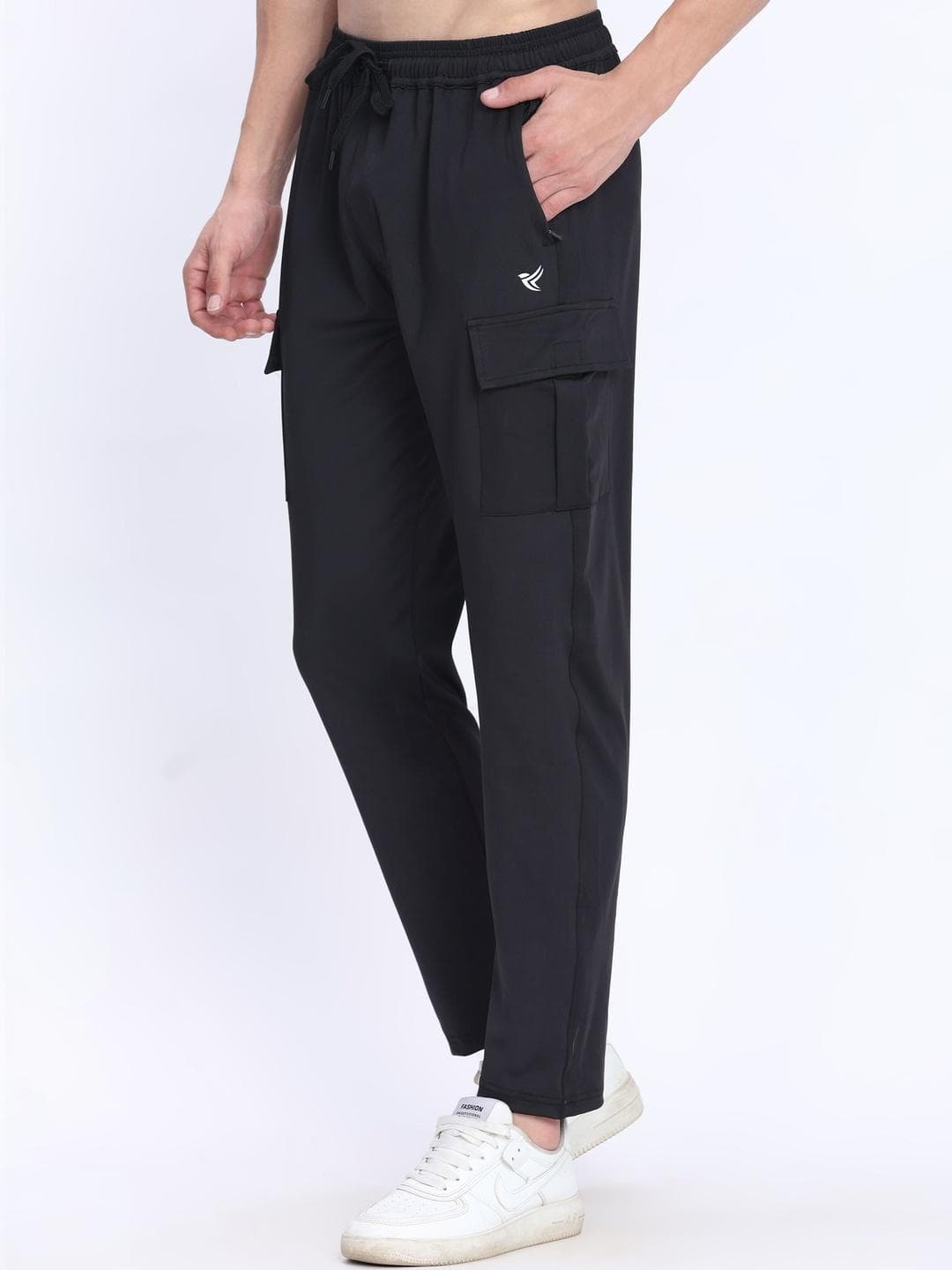 Dpassion Men Quick Dry Gym Training Cargo Track Pants Stretchable Workout Activewear
