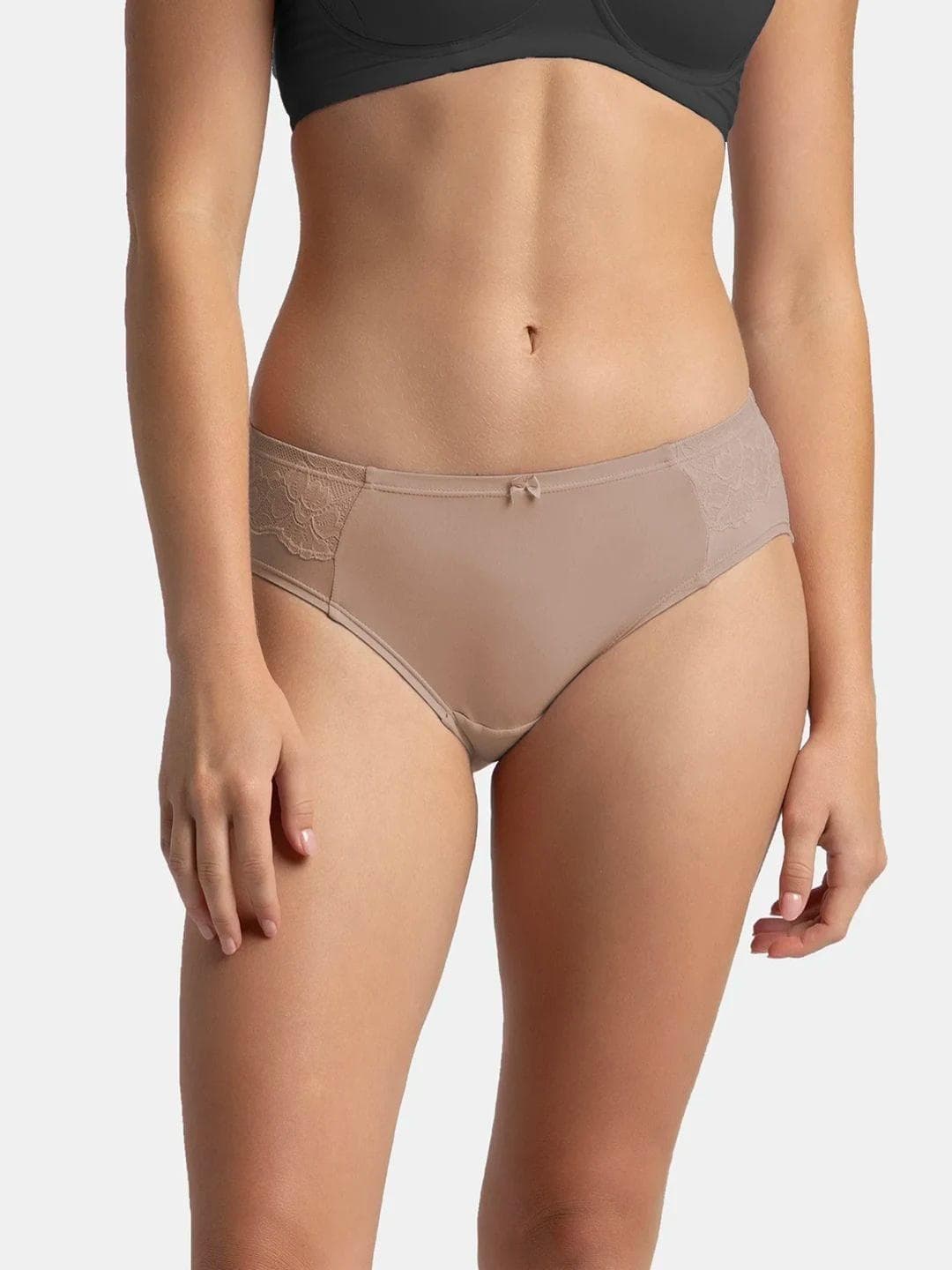 Jockey Full Coverage Soft Touch Microfiber Elastane Stretch Hipster with Lace Styling-1874