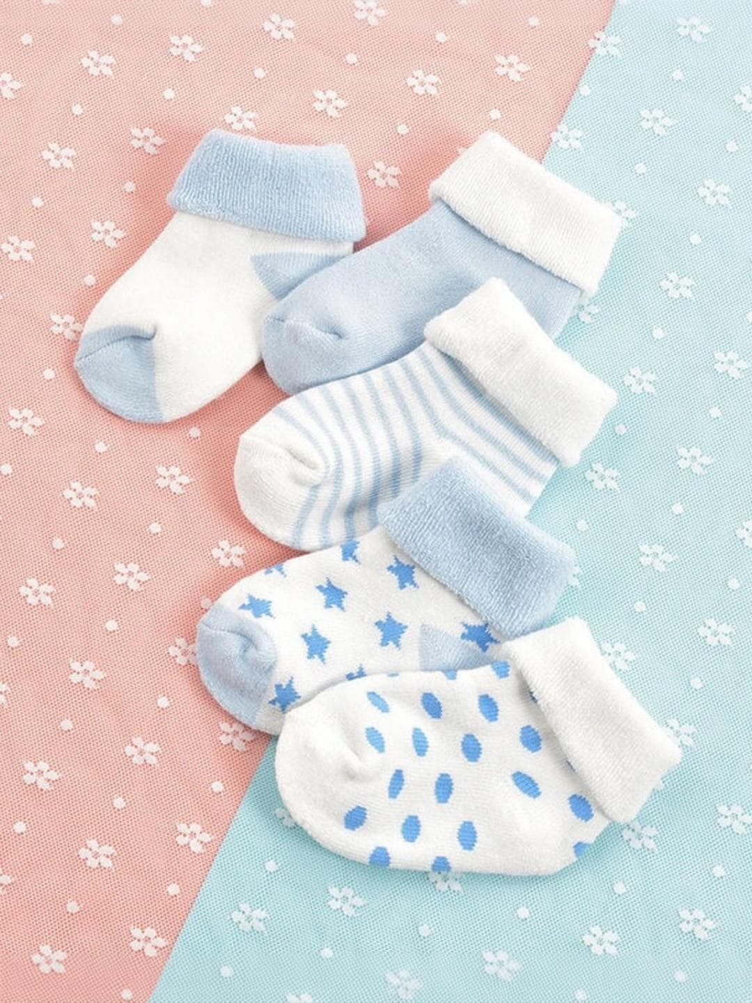 MumsLap Infants Pack Of 5 Patterned Ankle Length Socks