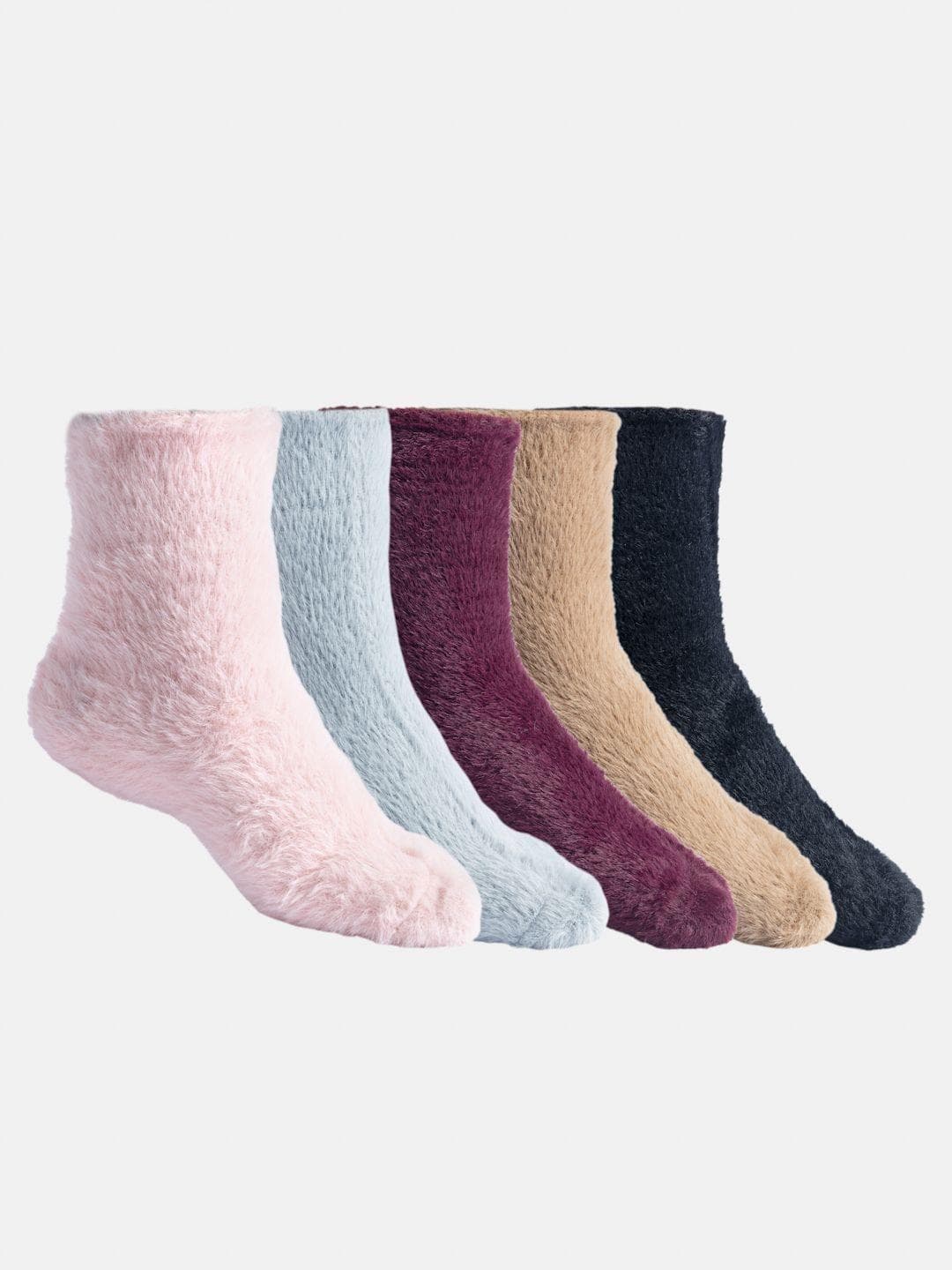Texlon Women Pack Of 5 Ankle-Length Warm Thick Fur Winter Socks