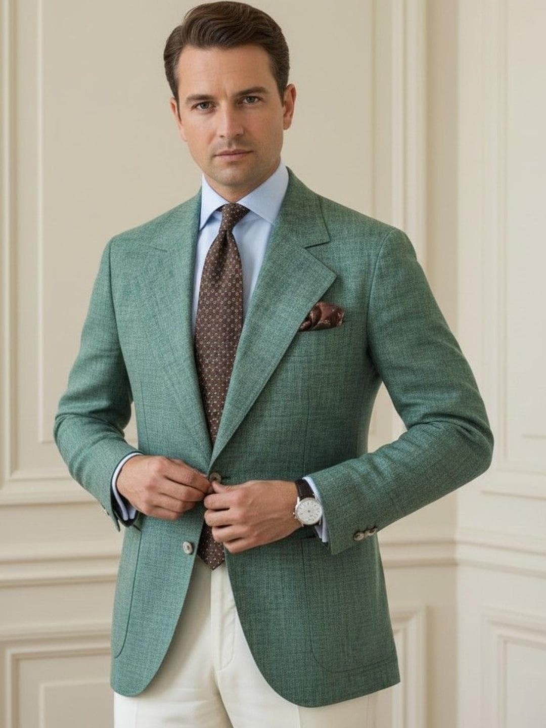 INVICTUS Checked Notched Lapel Long Sleeves Single Breasted Blazer