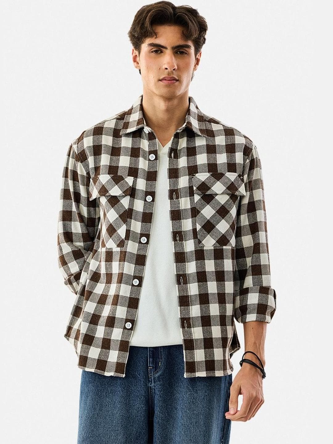 Snitch Men Checked Casual Shirt