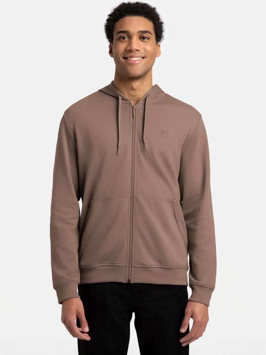 Jockey Super Combed Cotton Rich Pique Hoodie Jacket with Ribbed Cuffs-AM61