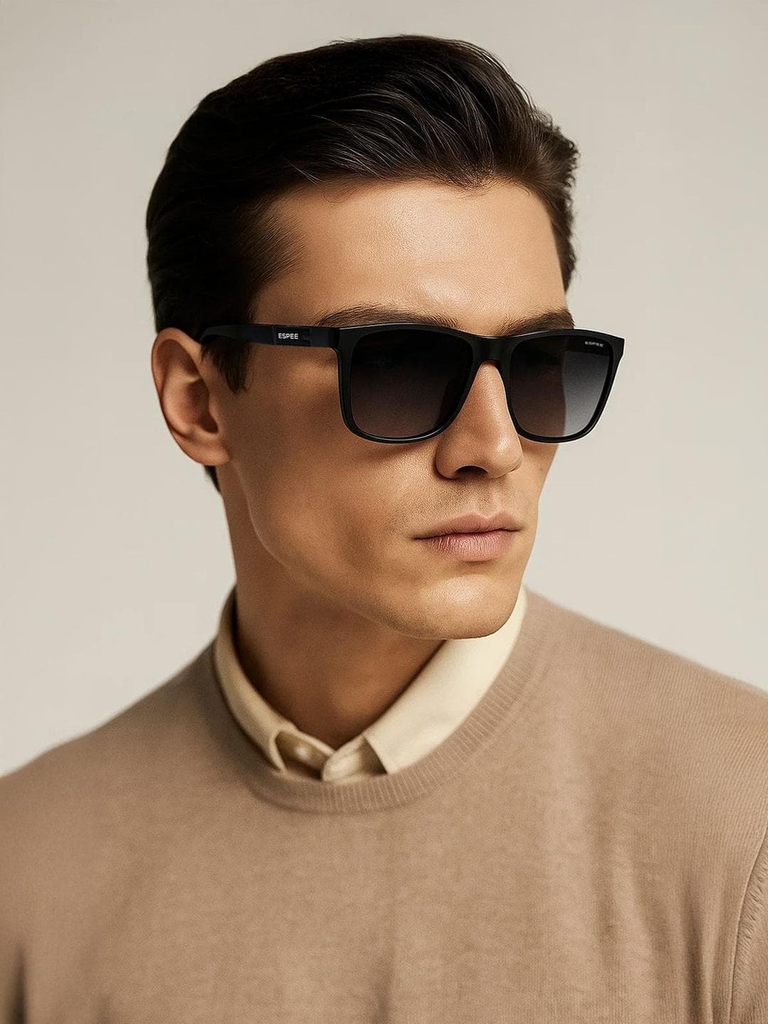 Espee Men Grey Lens & Black Square Sunglasses with