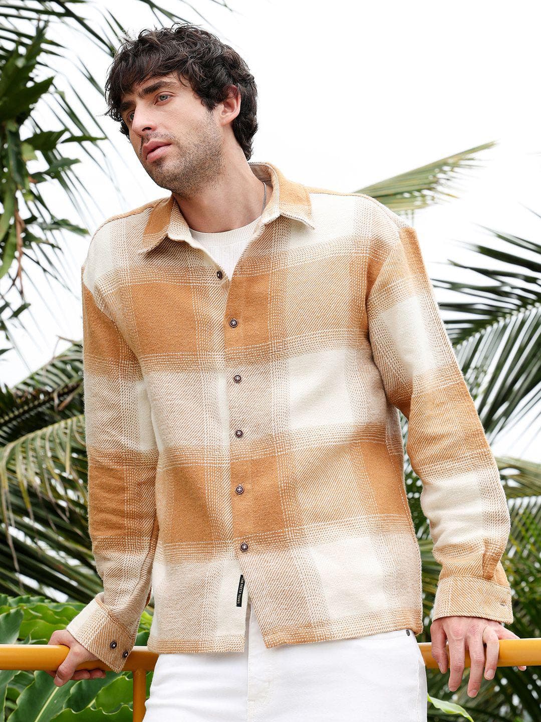 CAHOOT Men Comfort Oversized Fit Buffalo Checked Spread Collar Cotton Casual Shirt