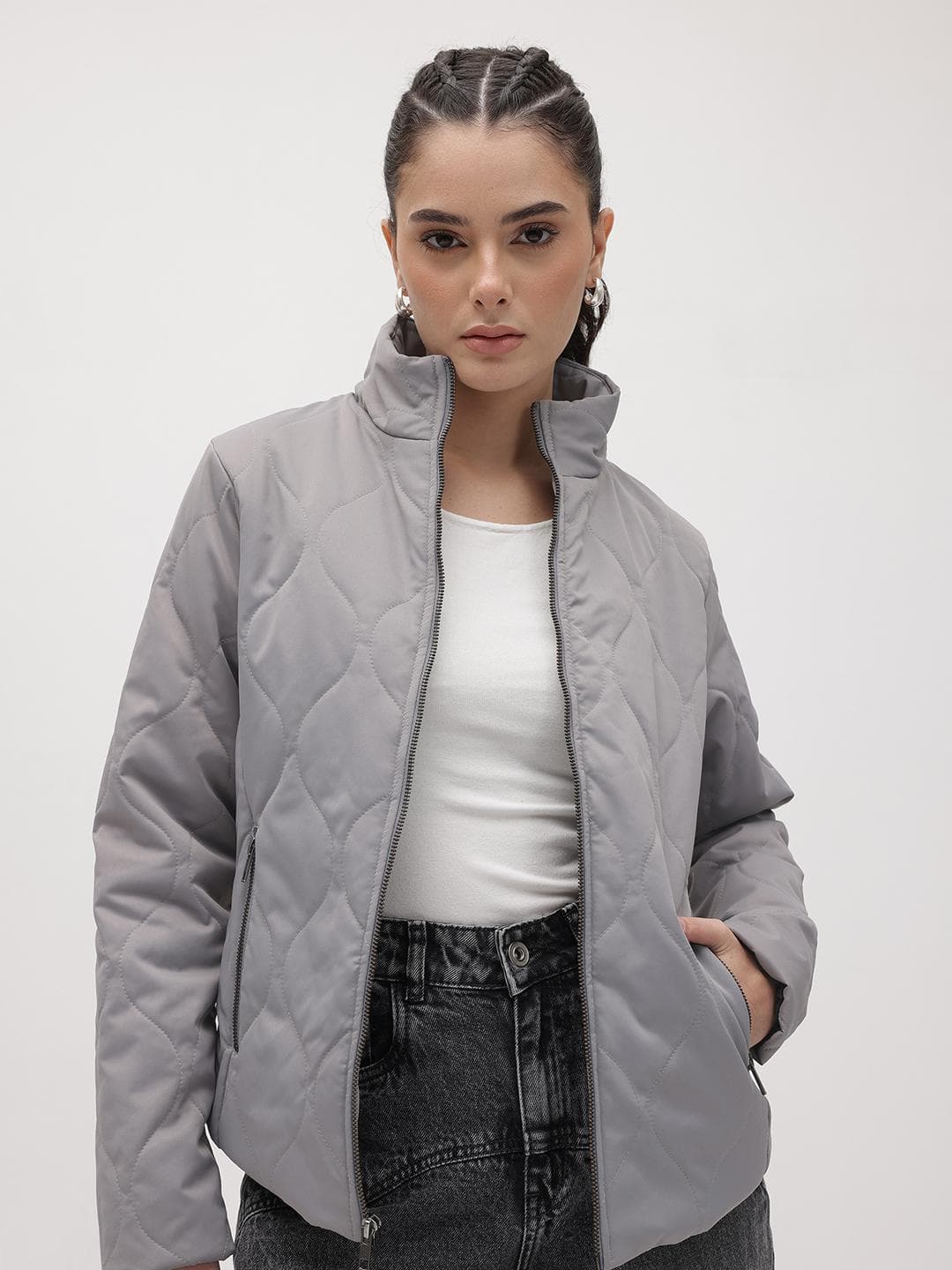 The Roadster Life Co. Mock Collar Quilted Jacket