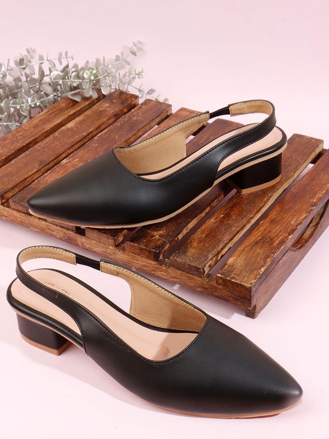 Denill Block Backstrap Pointed Toe Sandals
