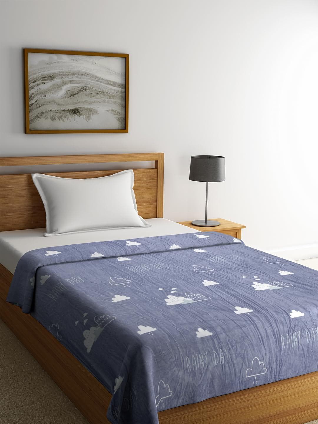 Buy Cortina Grey Geometric AC Room 250 GSM Single Bed Blanket - - Home for Unisex