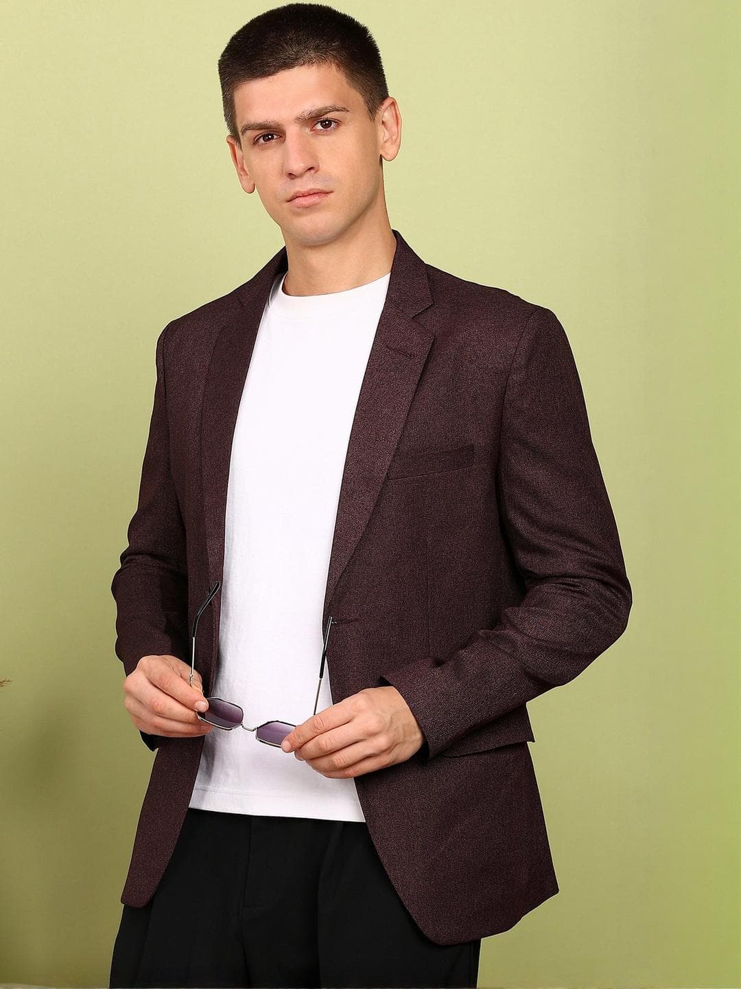 FUBAR Slim Fit Notched Lapel Collar Single Breasted Formal Blazer