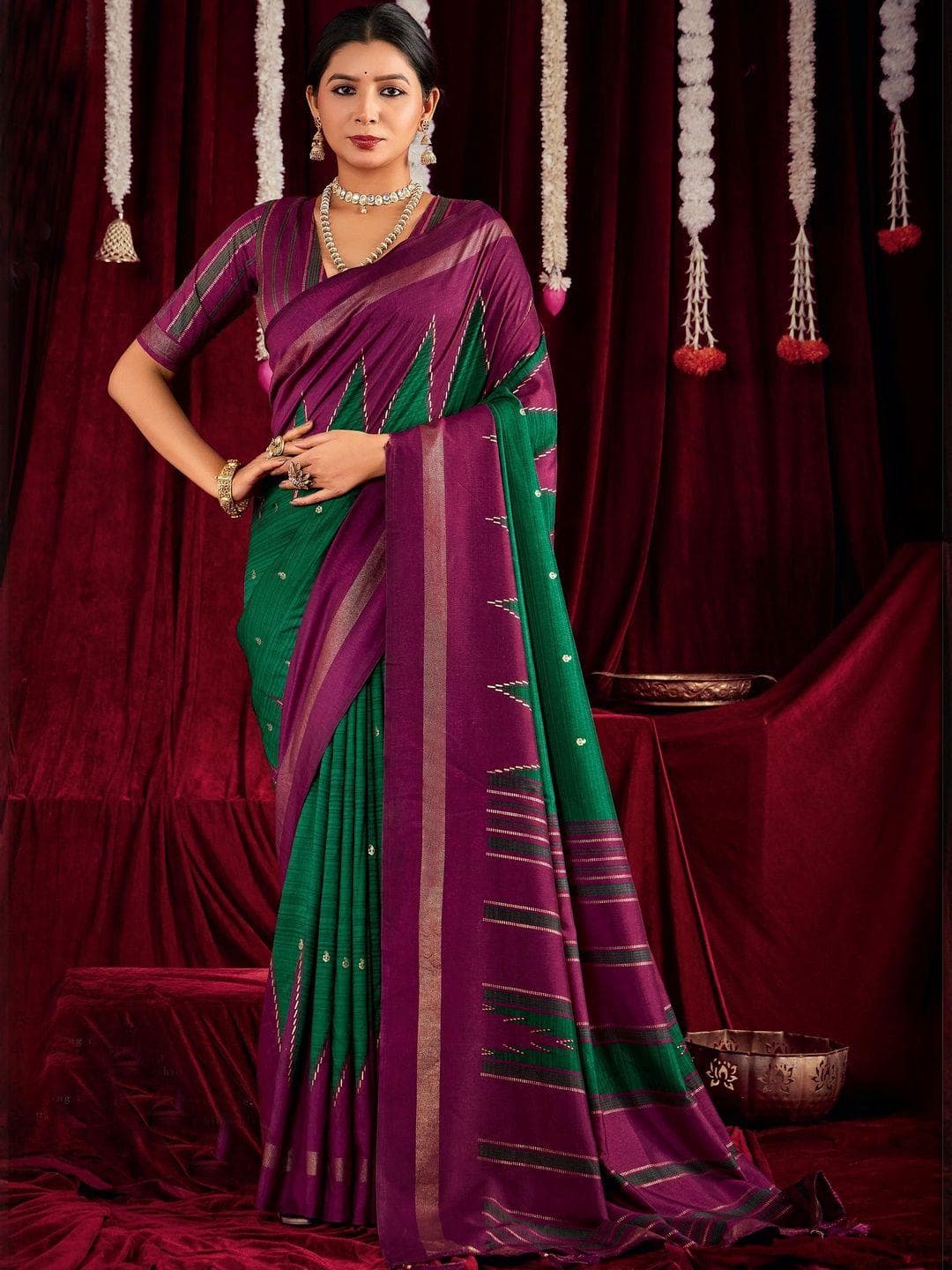 TIRA Woven Design Zari Silk Blend Handloom Fashion Saree