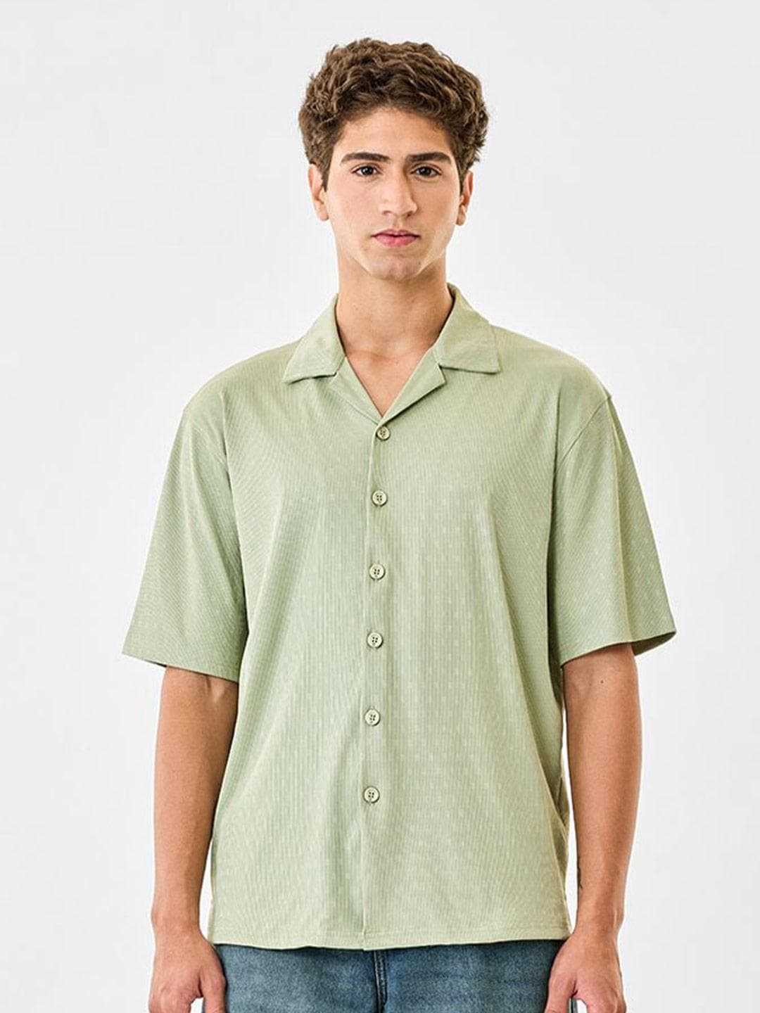 Snitch Textured Cotton Short Sleeves Boxy Fit Shirt
