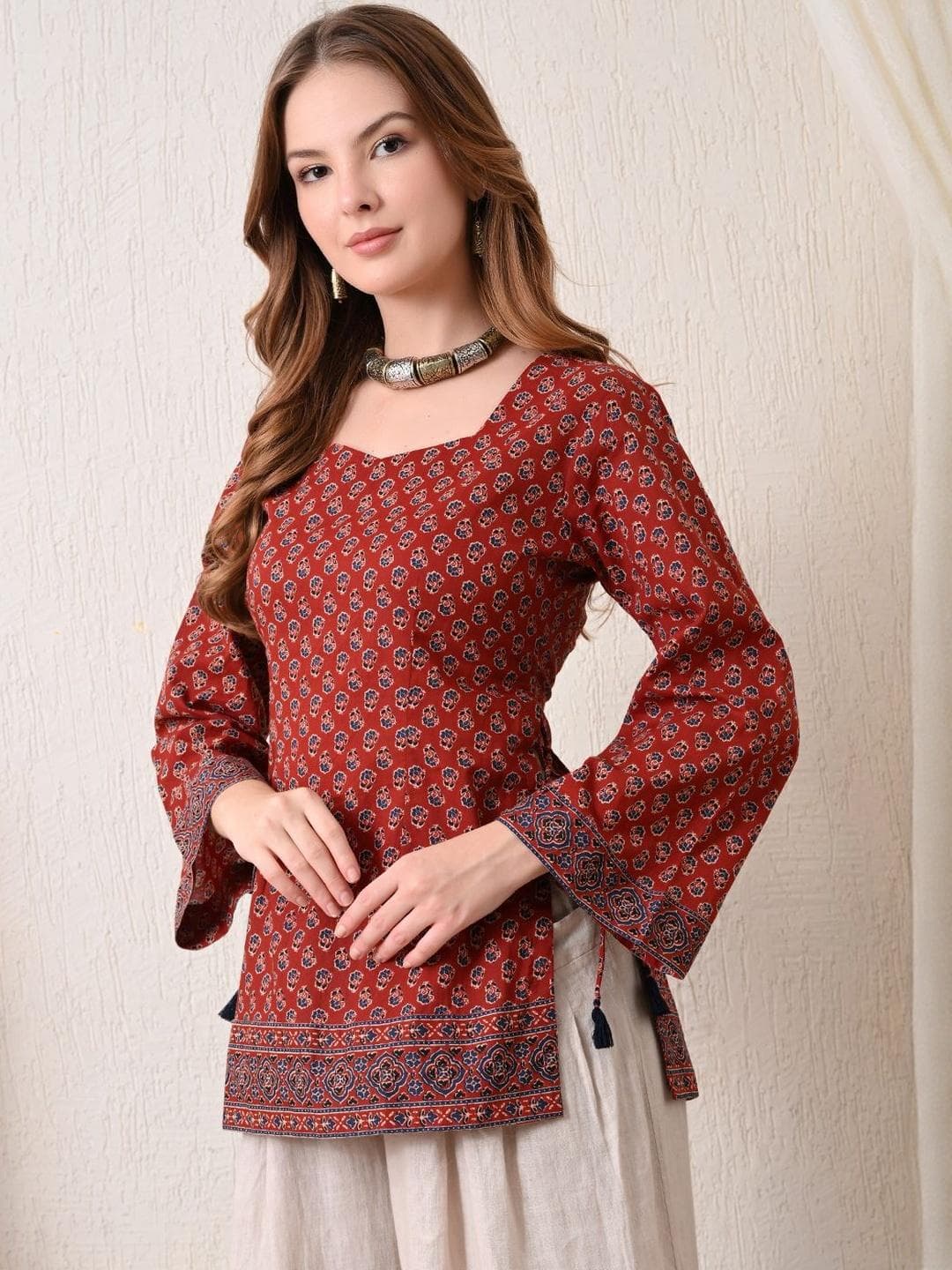 KALAMIR Print Ethnic Cotton Top
