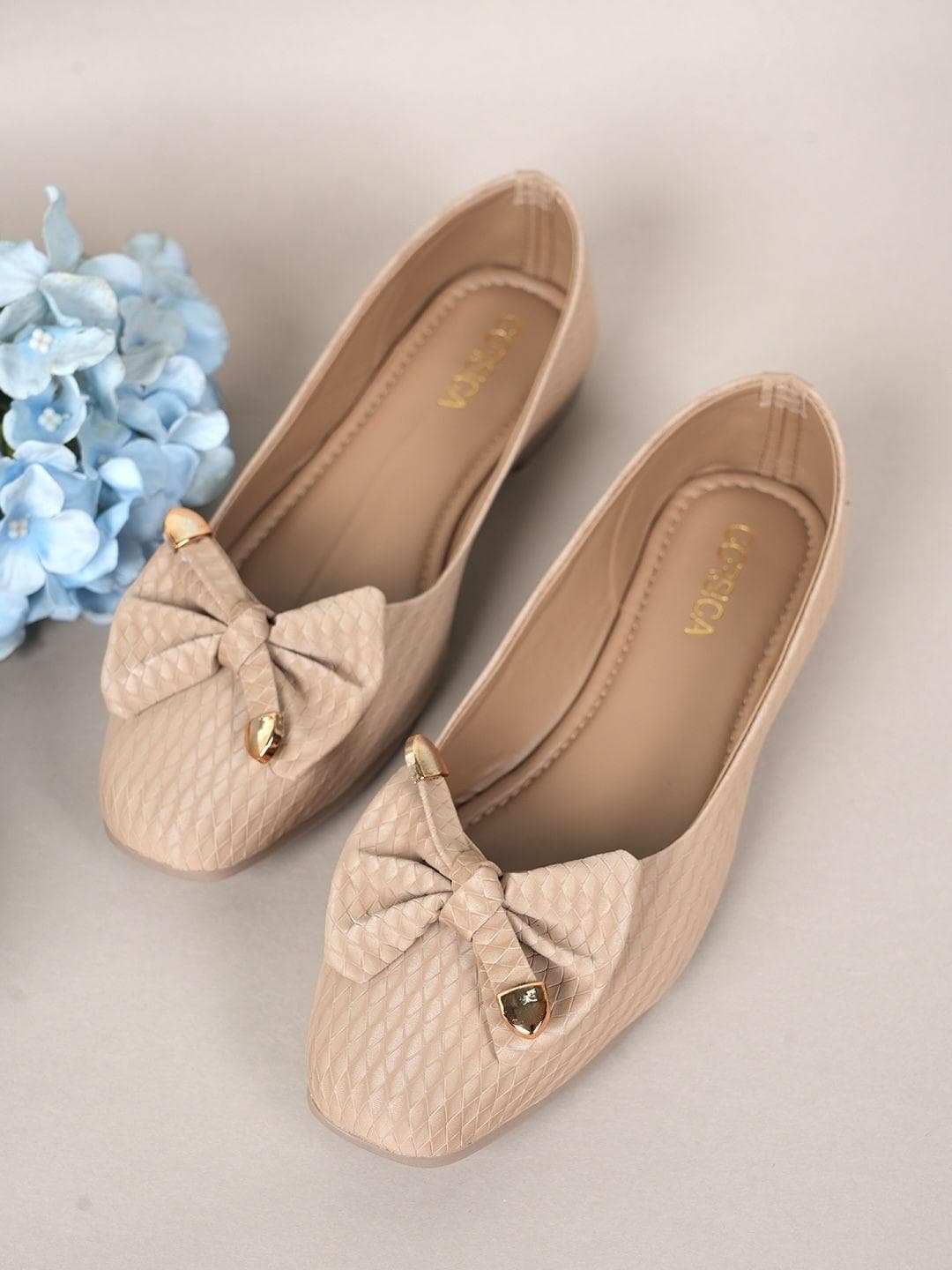 CORSICA Women Textured Ballerinas With Bows