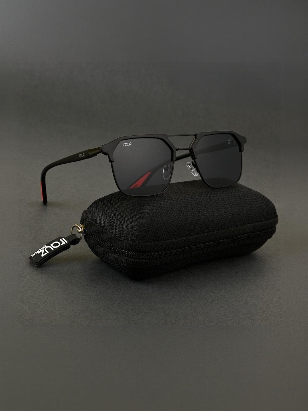 Irayz Unisex Full Rim Style Square Sunglasses with 2850-Full Black