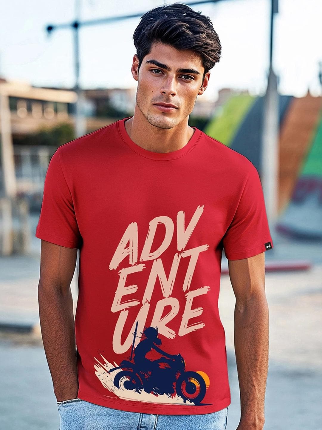 Bewakoof Men Red Typography Printed Pure Cotton T-shirt