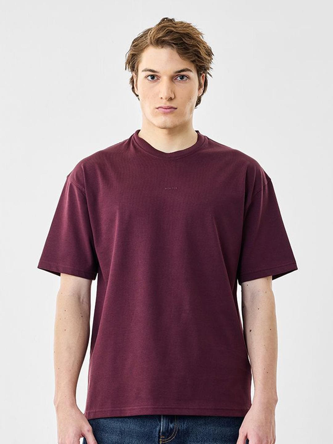 Snitch Men Cotton Drop-Shoulder Sleeves Oversized T-shirt