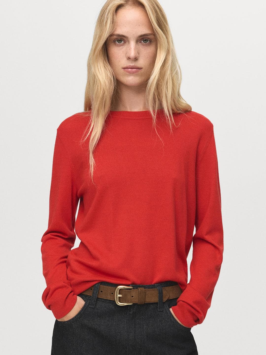 MANGO Round Neck Knitted Pullover