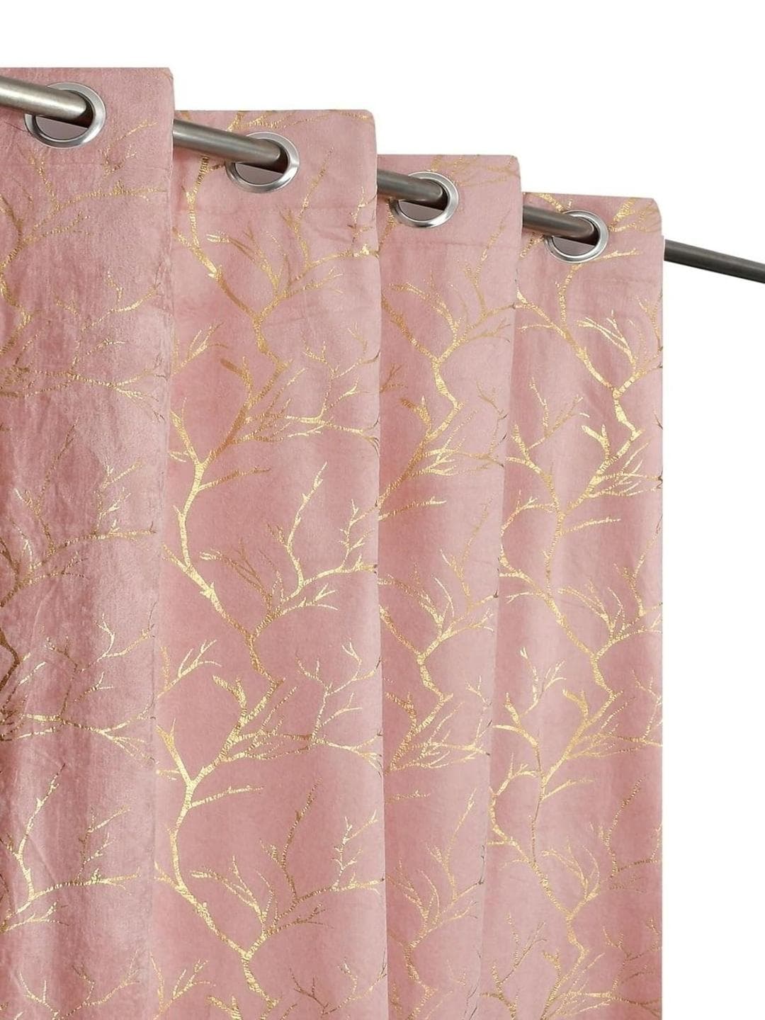 Buy Aura Pink Abstract Velvet 2 Pieces Long Door Room Darkening Eyelet Curtain - - Home for Unisex