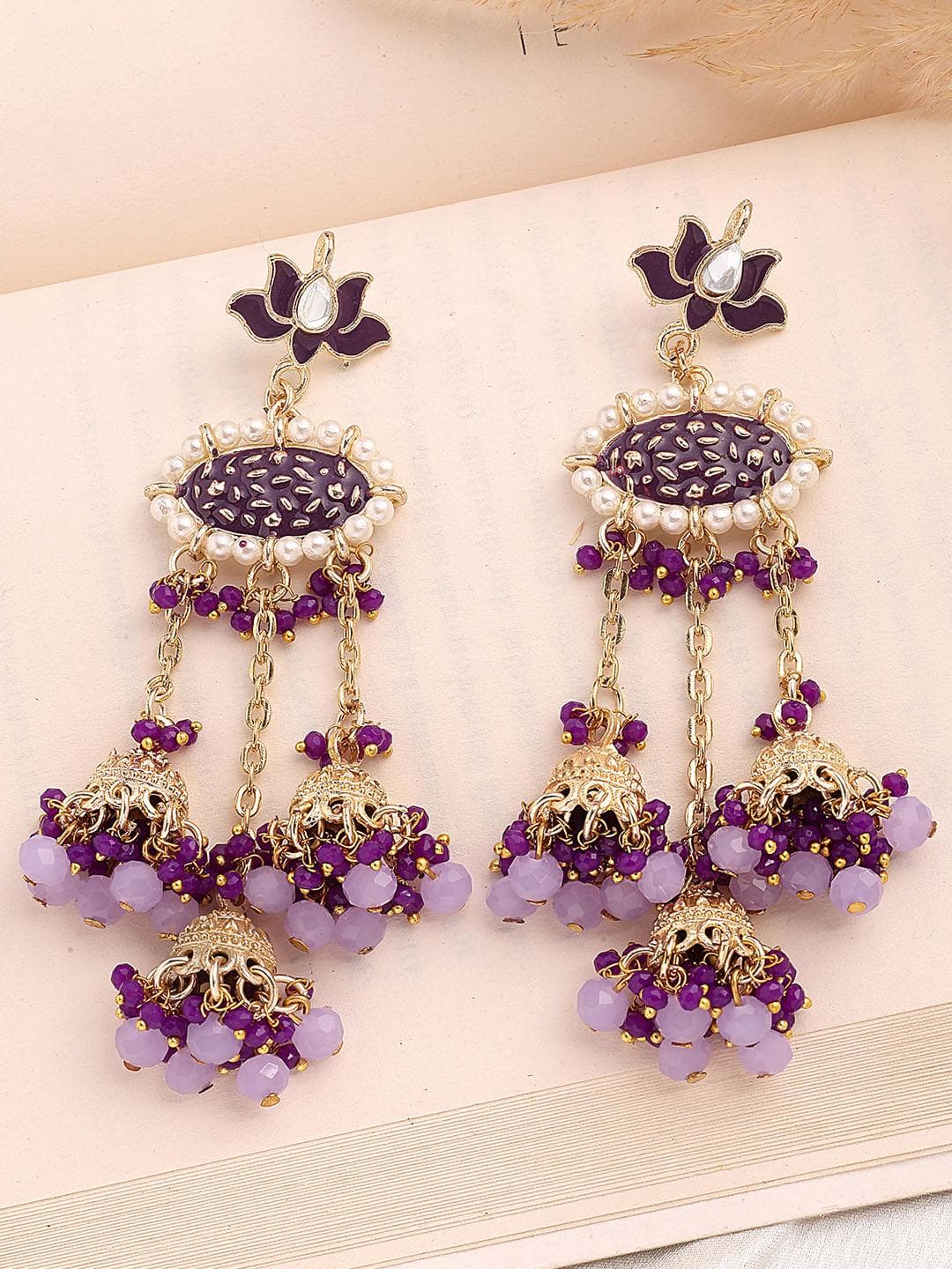 Buy KARATCART Women Gold Plated Studded Kundan Tassel Drop Earrings - - Accessories for Women