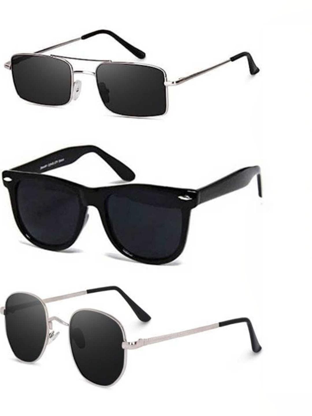 SPADEACES Unisex Black Lens & Black Wayfarer Sunglasses with