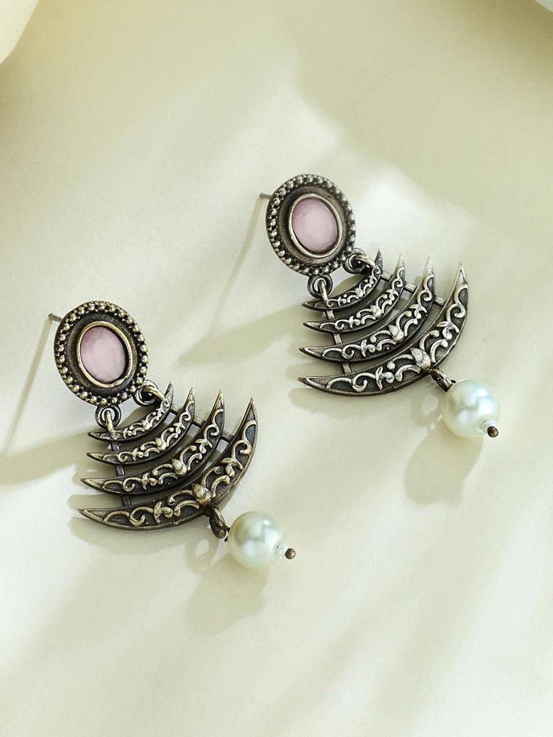 Buy Fabindia Crescent Shaped Metal Drop Dangler Earrings - - Accessories for Women