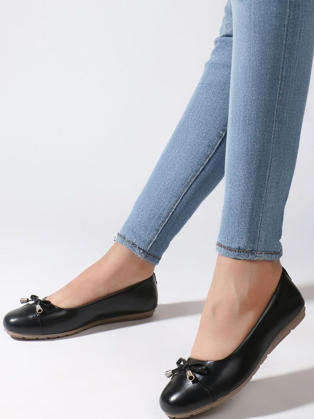 Buy Colo Round Toe Cushioned Footbed Bows Ballerinas - - Footwear for Women