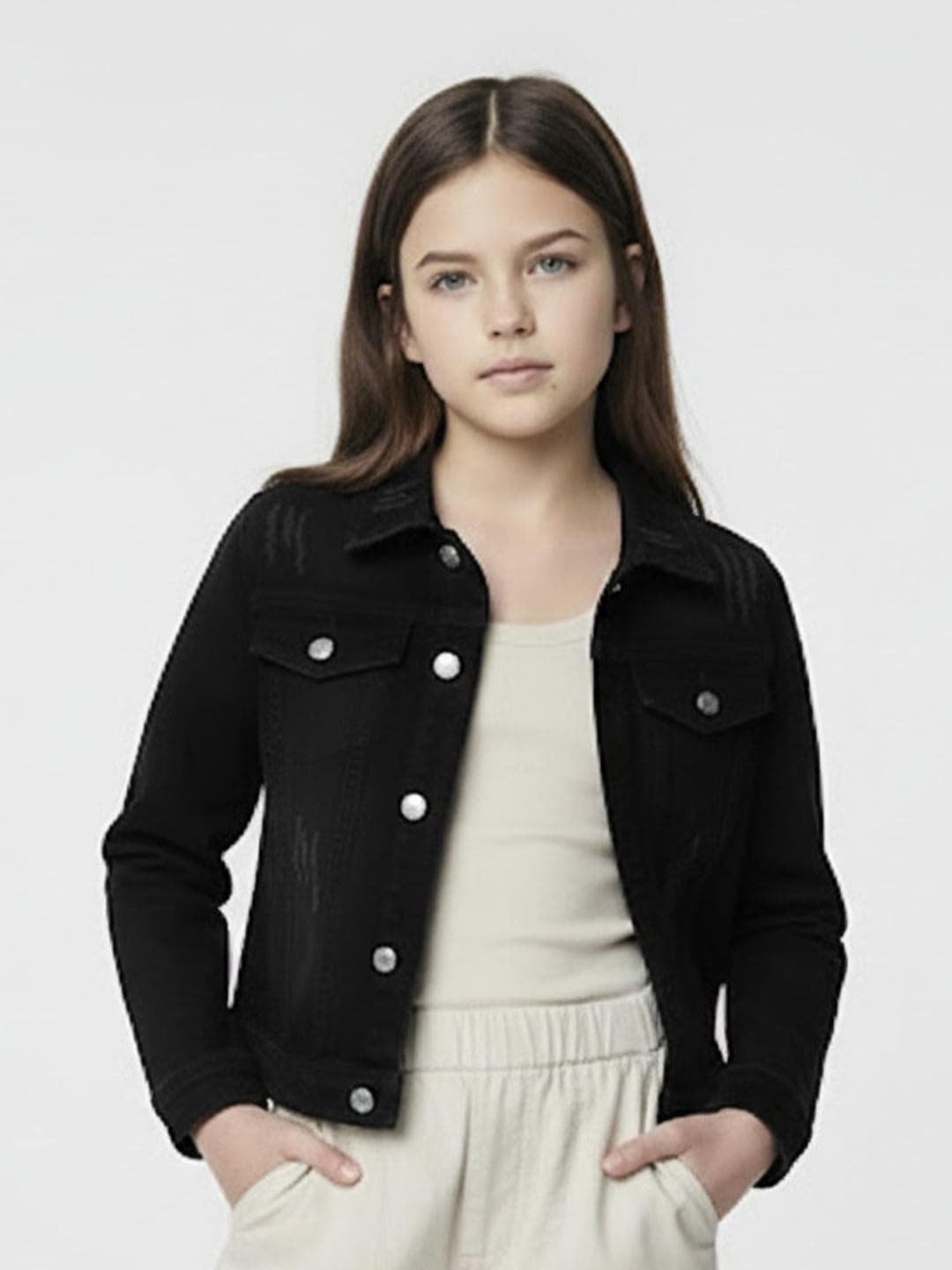 CLOTHIFY Girls Lightweight Denim Jacket