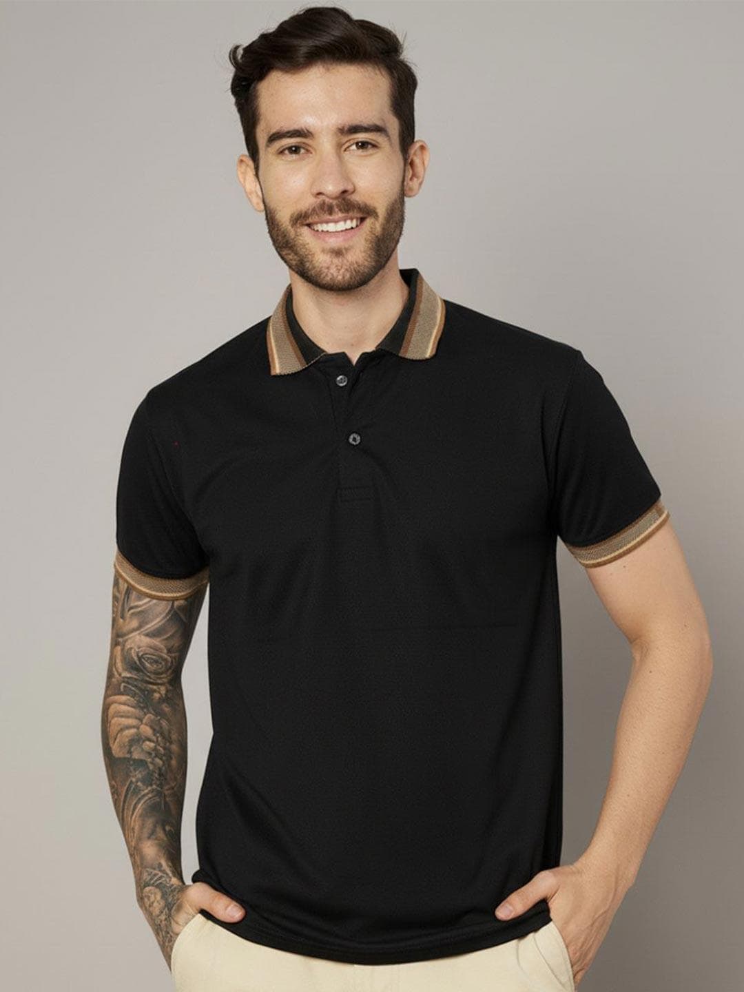 Leotude Polo Collar Cotton Regular Fit T-shirt