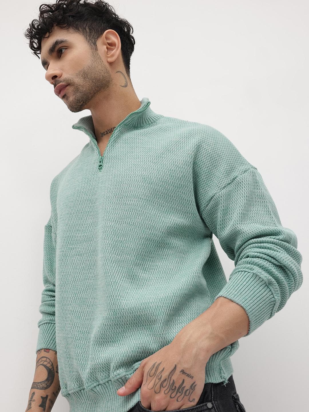 The Roadster Life Co. Self Design Drop-Shoulder Sleeves Pullover