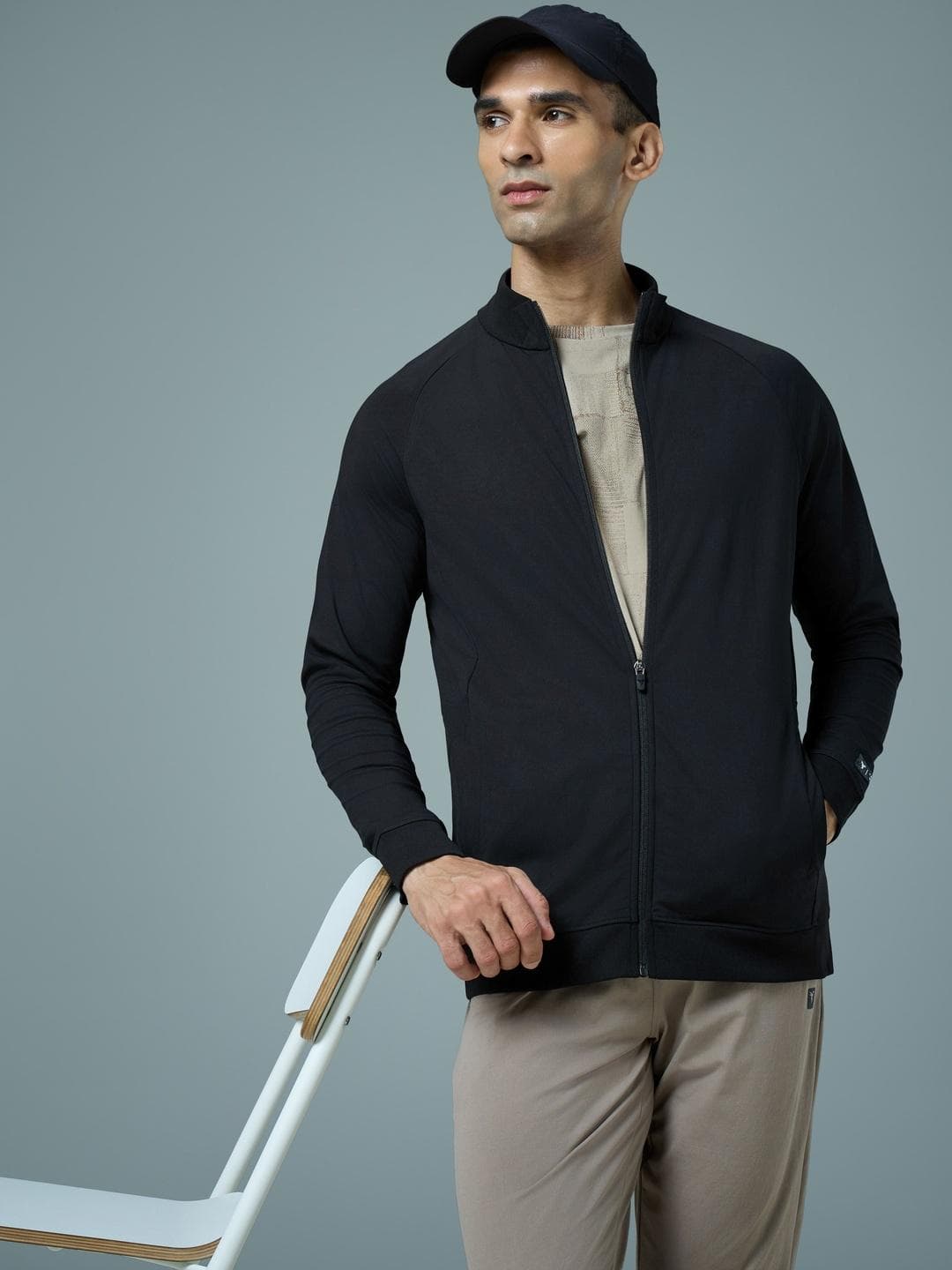 Technosport Men Mock Collar Solid Lightweight Sporty Jacket