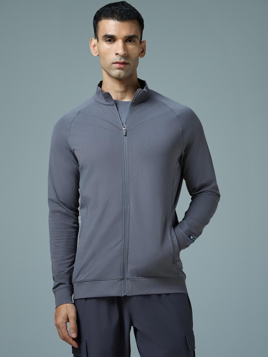 Technosport Men Mock Collar Solid Lightweight Sporty Jacket