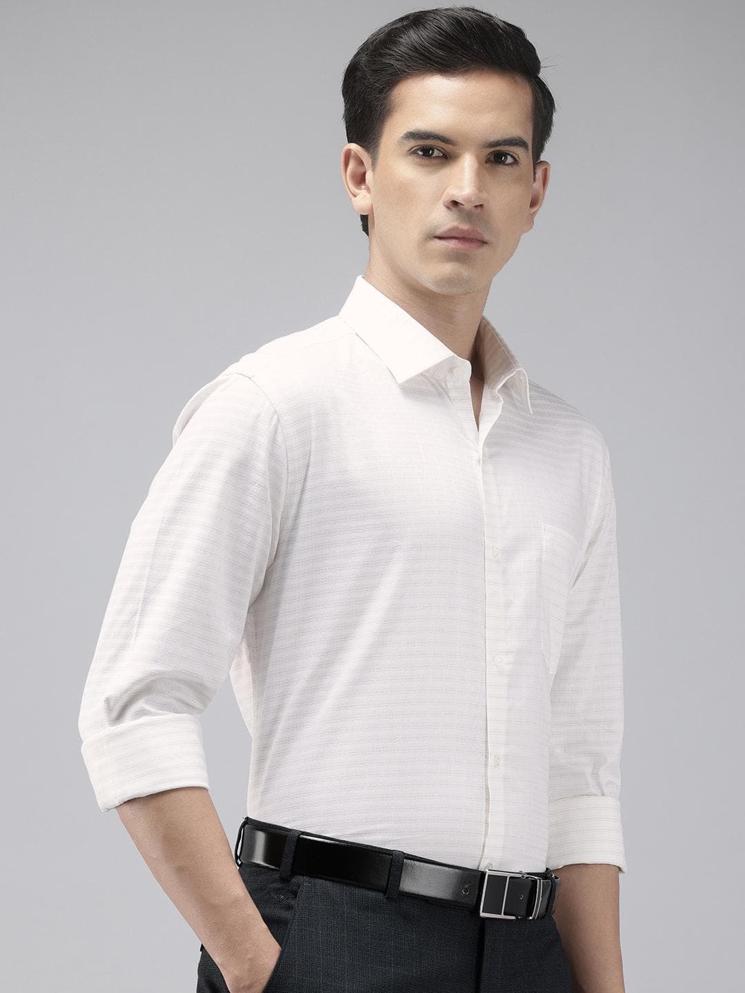 Arrow Manhattan Slim Fit Vertical Striped Pure Cotton Formal Shirt