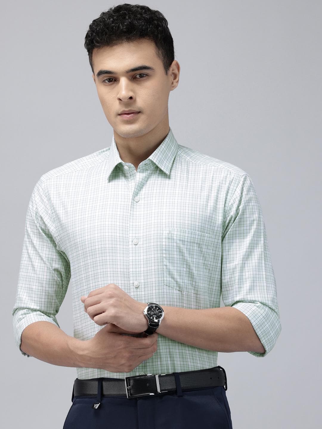 Arrow Manhattan Slim Fit Checked Pure Cotton Formal Shirt