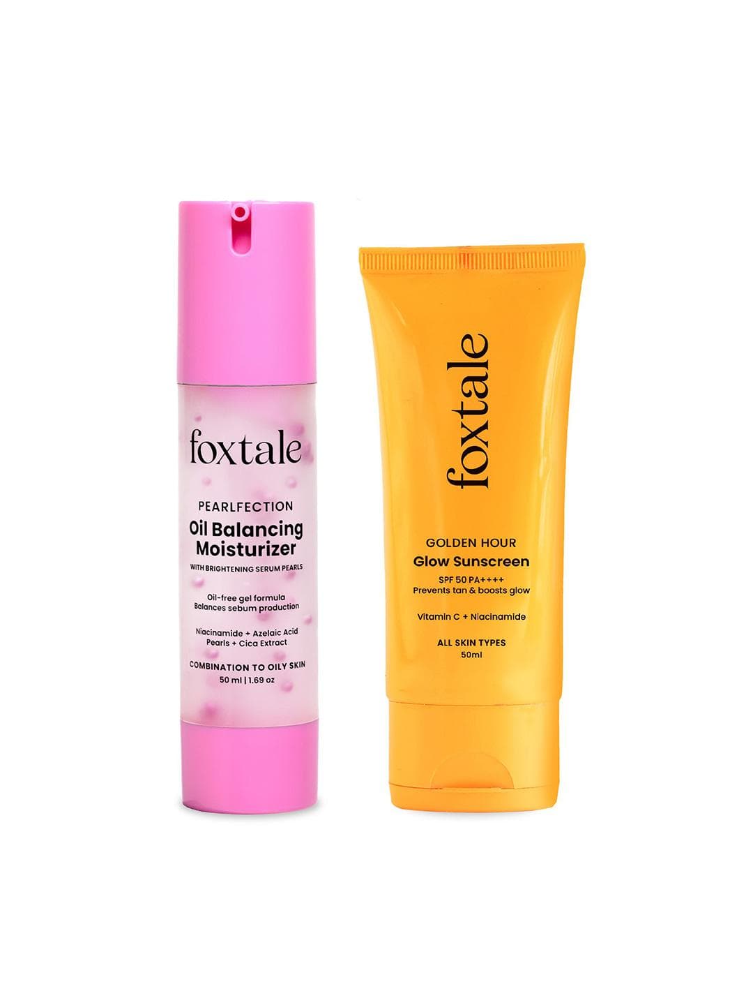 FoxTale Set Of 2 Pearlfection Moisturizer & Golden Hour Glow Sunscreen - 50 ml Each