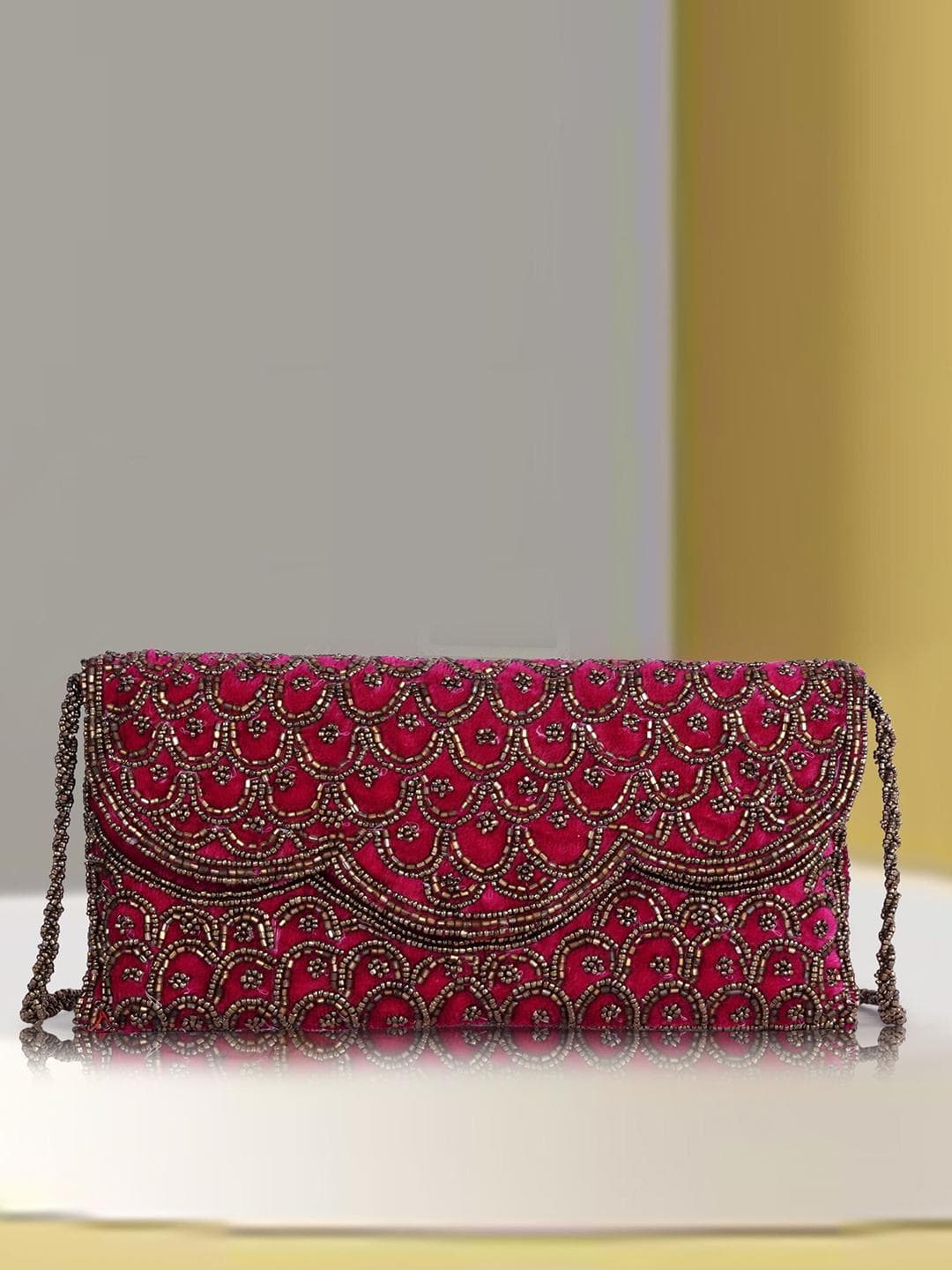 Buy Lancer Embroidered Velvet Purse Clutch - - Accessories for Women