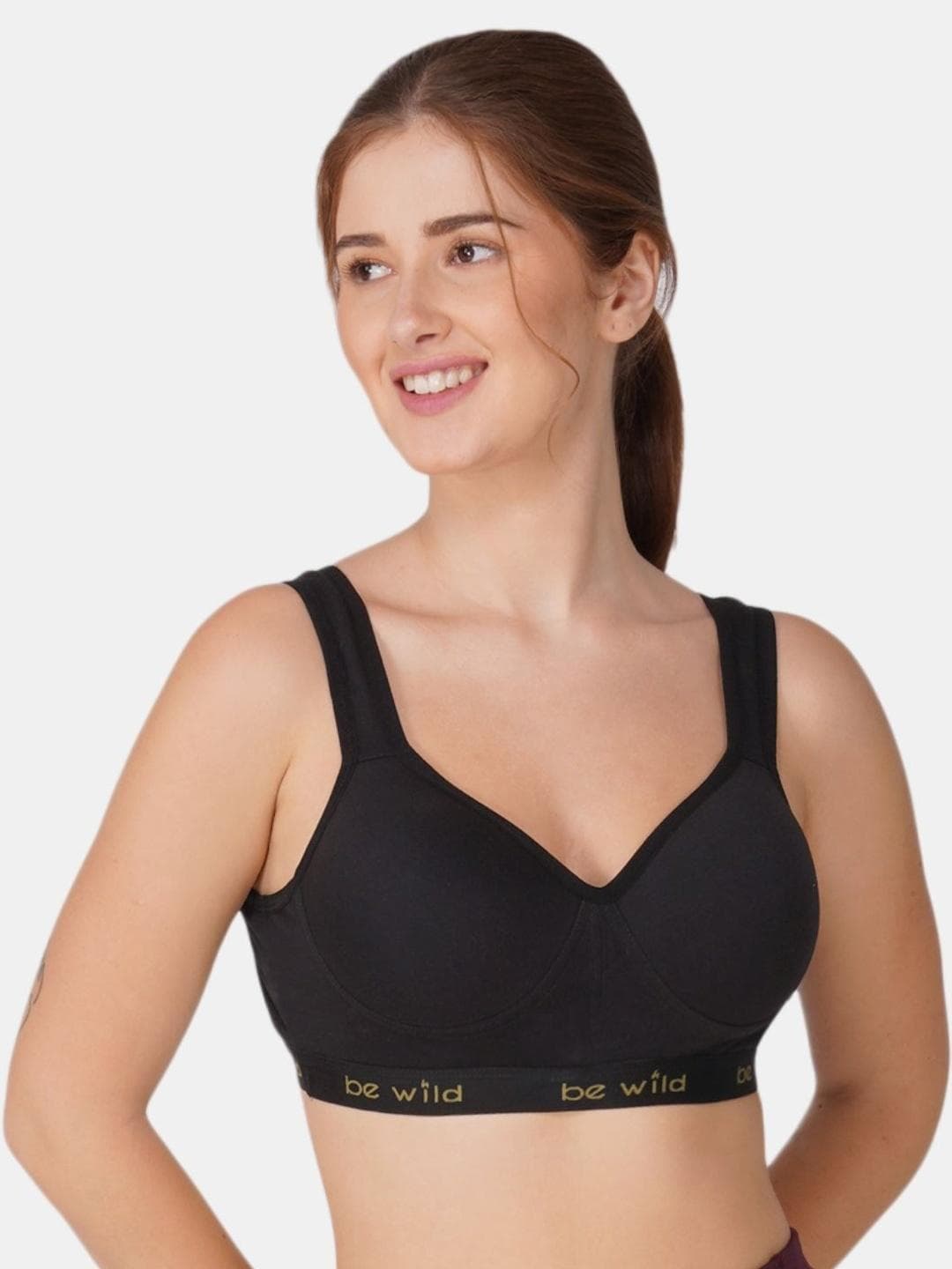 Buy BEWILD Women High Impact Non Wired Full Coverage Cotton Padded Solid Sports Bra - - Apparel for Women