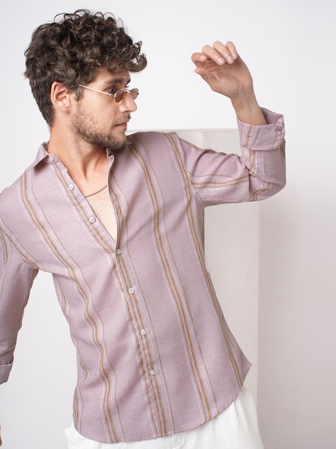 VASTRADO Classic Vertical Striped Slim Fit Casual Shirt