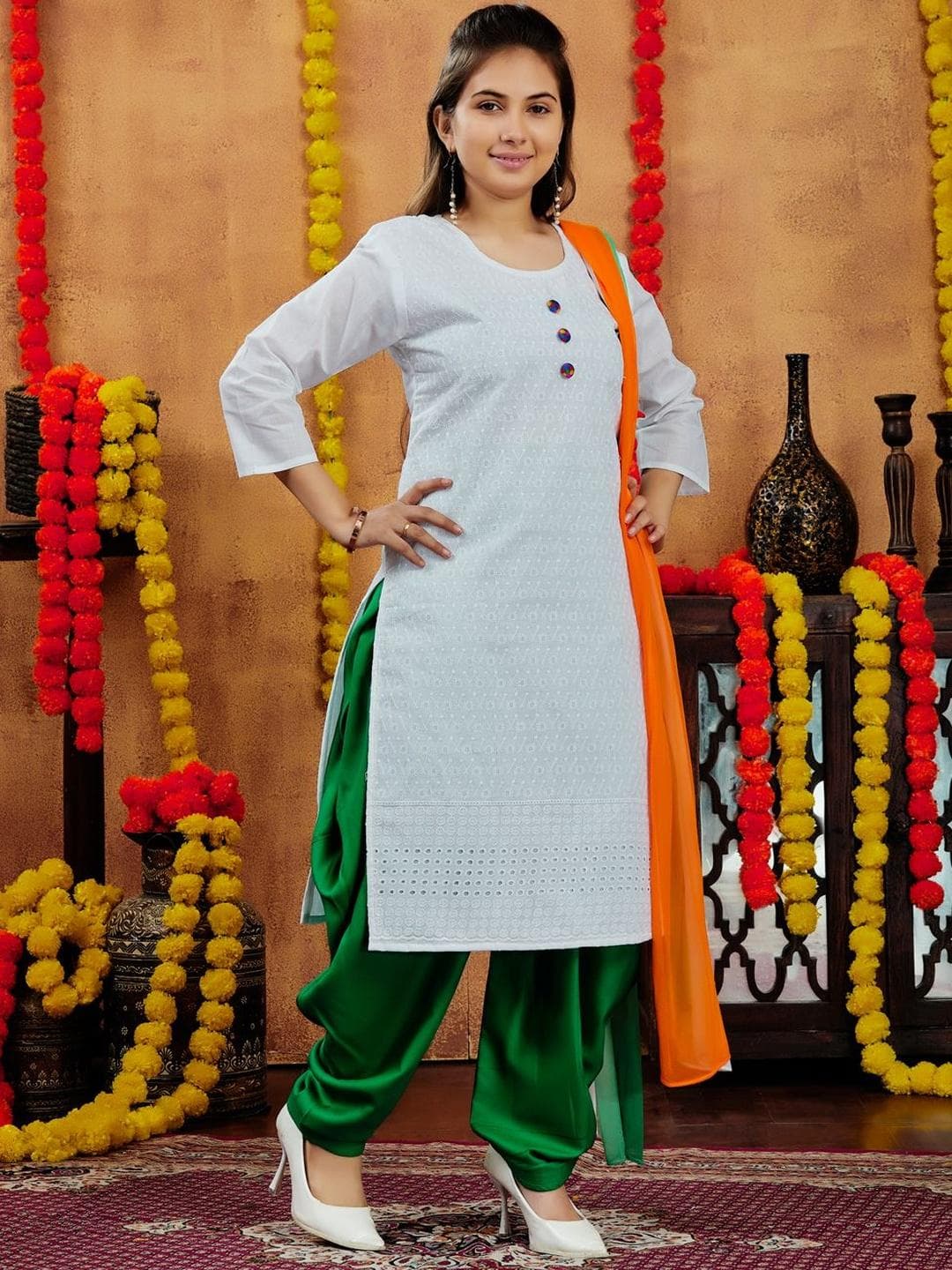 Muhuratam Girls Cotton A-Line Kurtas