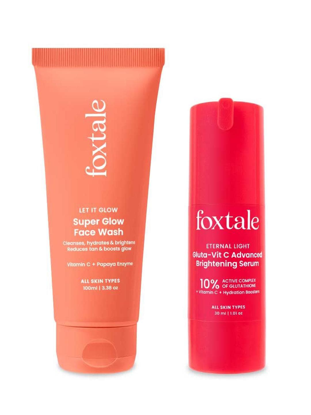 Buy FoxTale Set Of 2 Super Glow Face Wash 100 Ml & Glutathione Serum 30 Ml - - Personal Care for Unisex