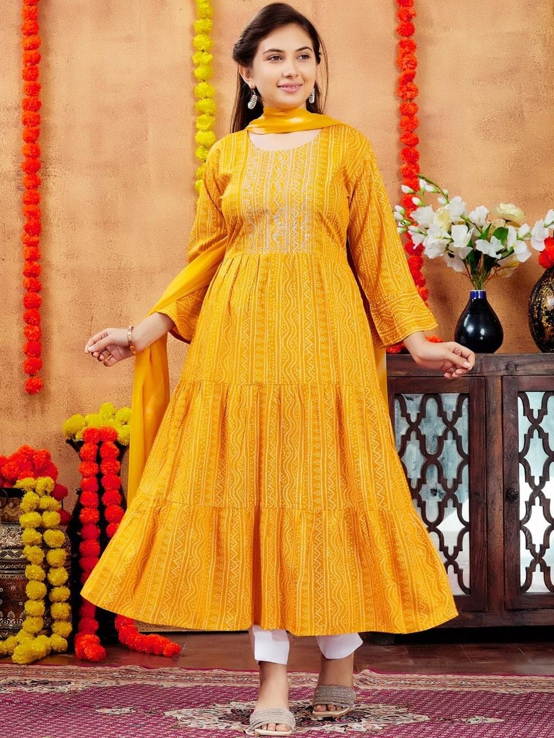 Muhuratam Girls Cotton A-Line Kurtas
