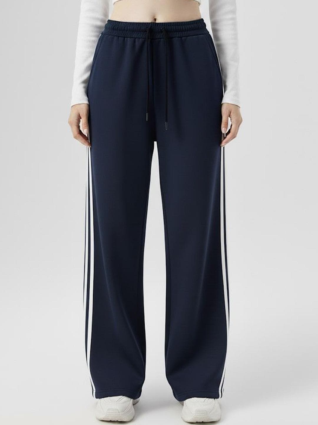 DIAZ Women Striped Relaxed Fit Track Pants