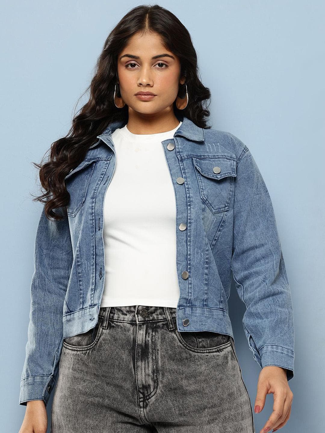 BAESD Spread Collar Cotton Denim Jacket