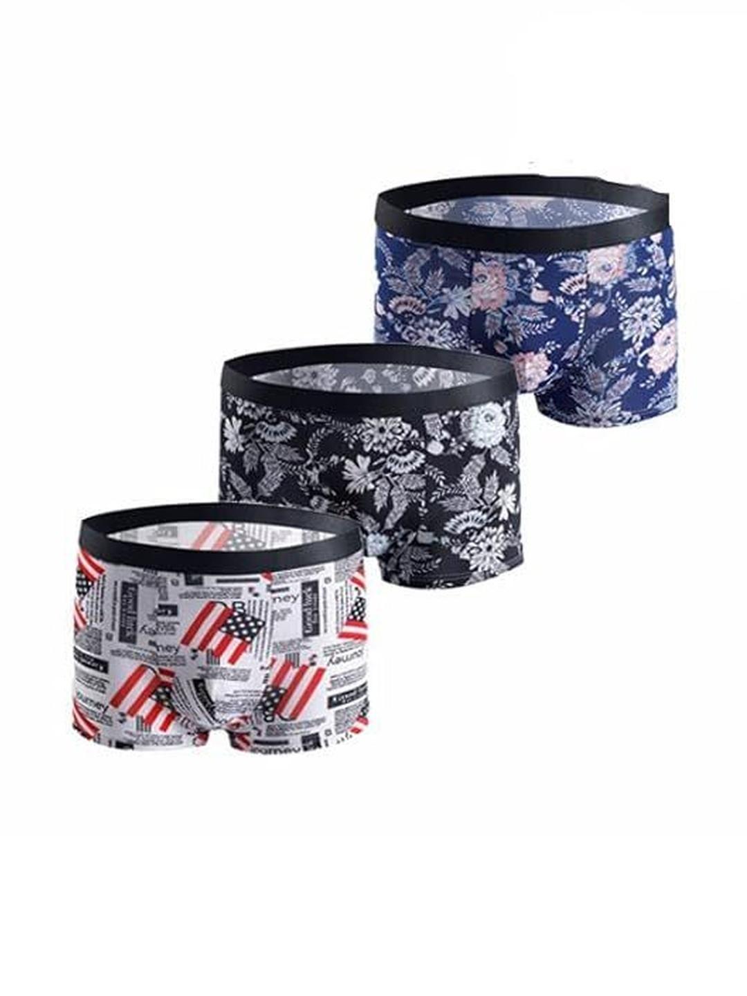 Buy ASJAR Men Multi Colored Pack Of 3 Brief Cotton Printed Breathable Underwear - - Apparel for Men