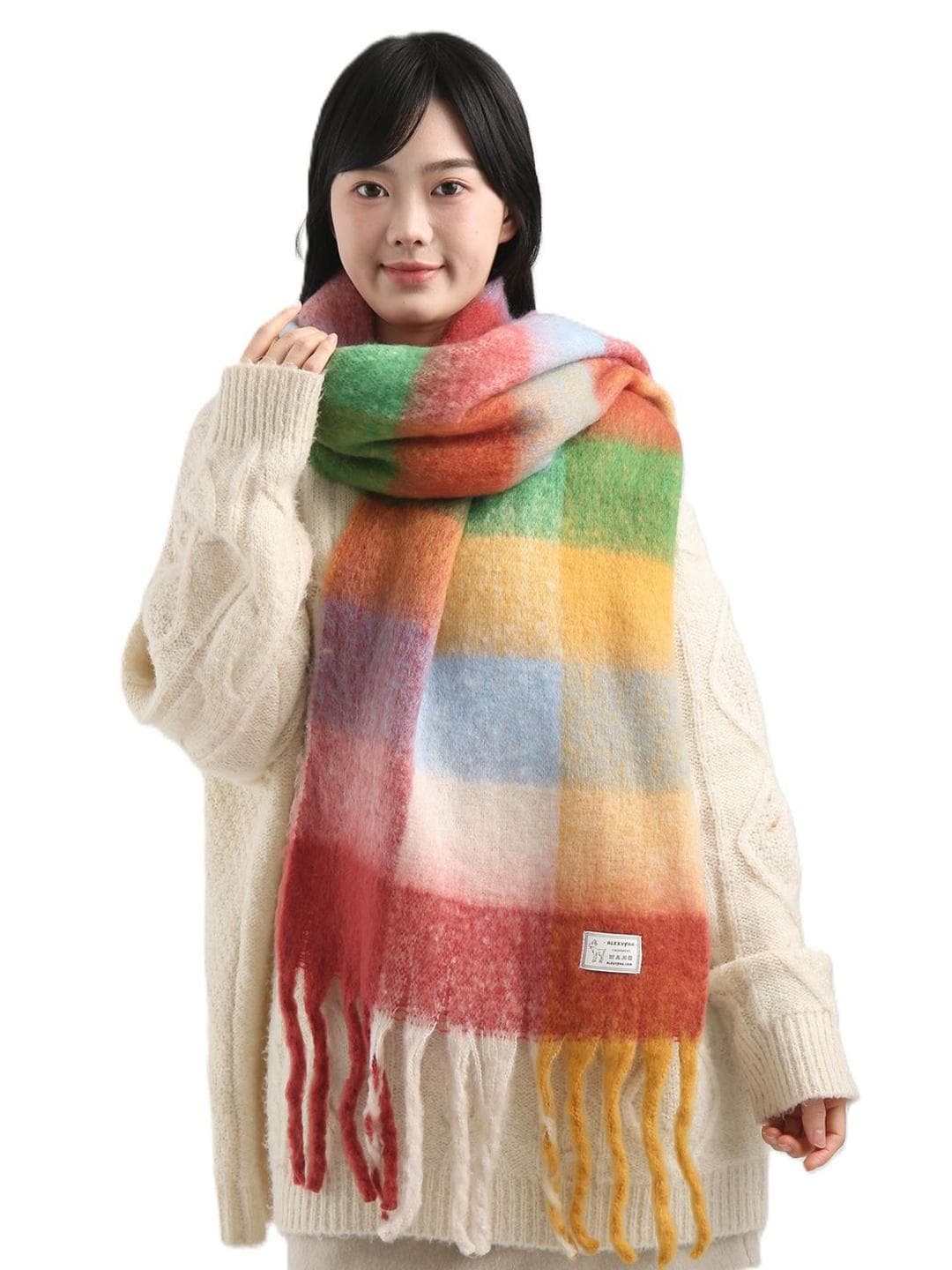 Buy Alexvyan Checked Acrylic Woollen Mufflers - - Accessories for Women