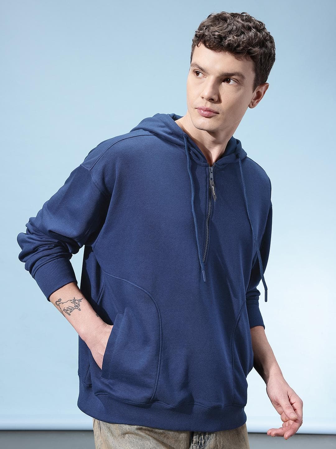 glitchez Hooded Paneled Oversized Sweatshirt