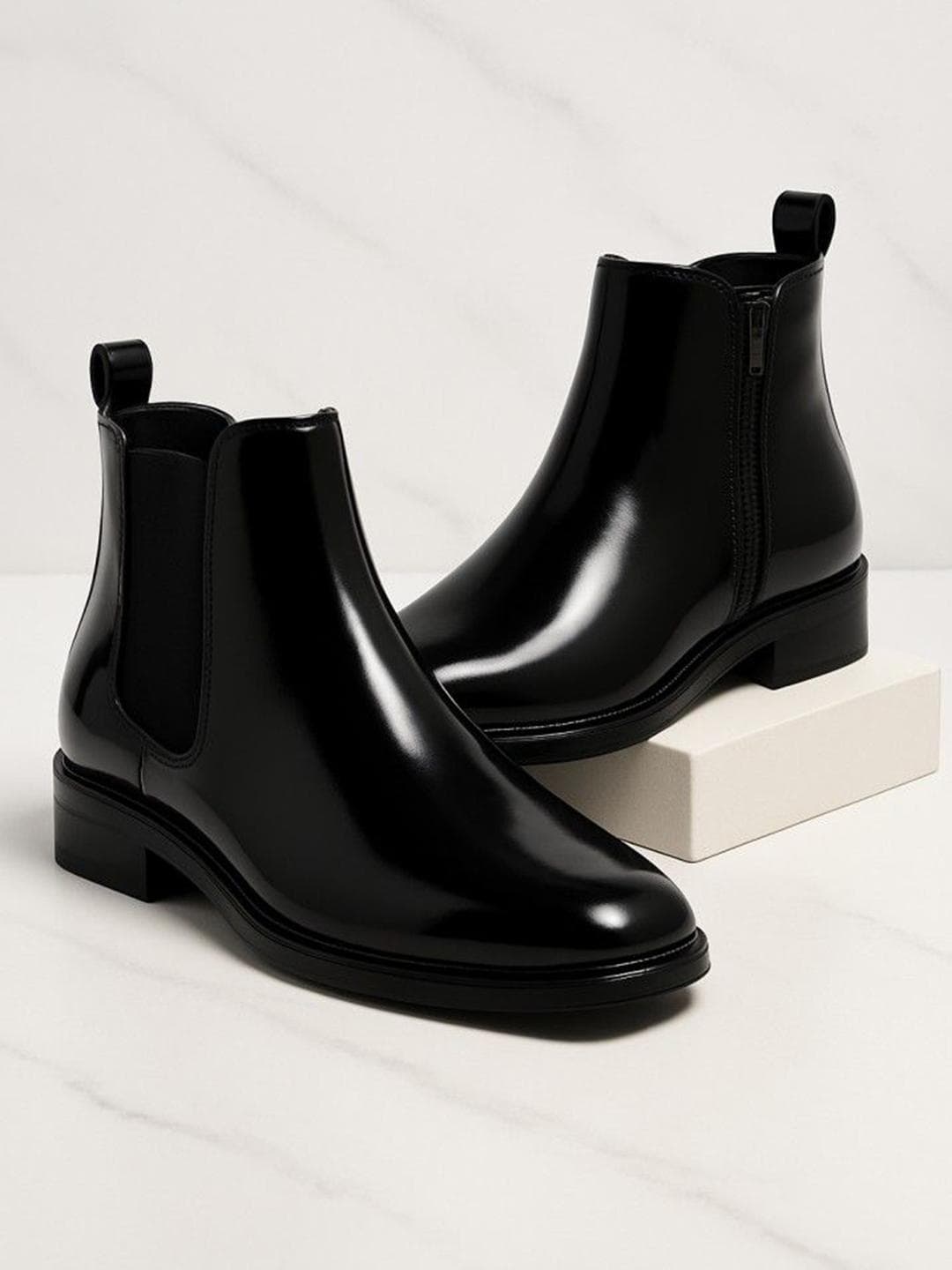 Buy KRAASA Men Casual Block Heel Chelsea Leather Boots - - Footwear for Men